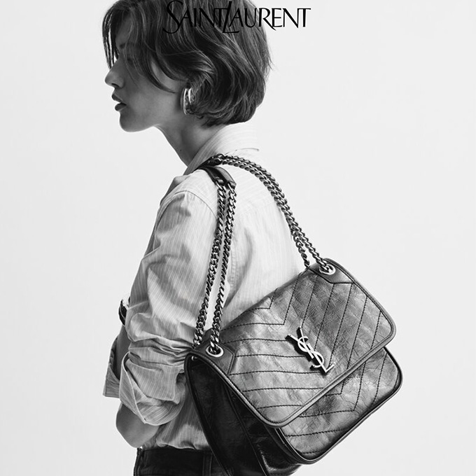 9a+ysl saint laurent niki medium crinkled leather shoulder bag